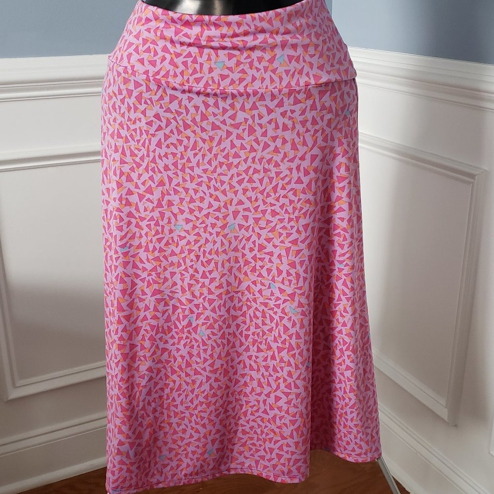 LulaRoe Simply Comfortable Azure Pink Midi Skirt